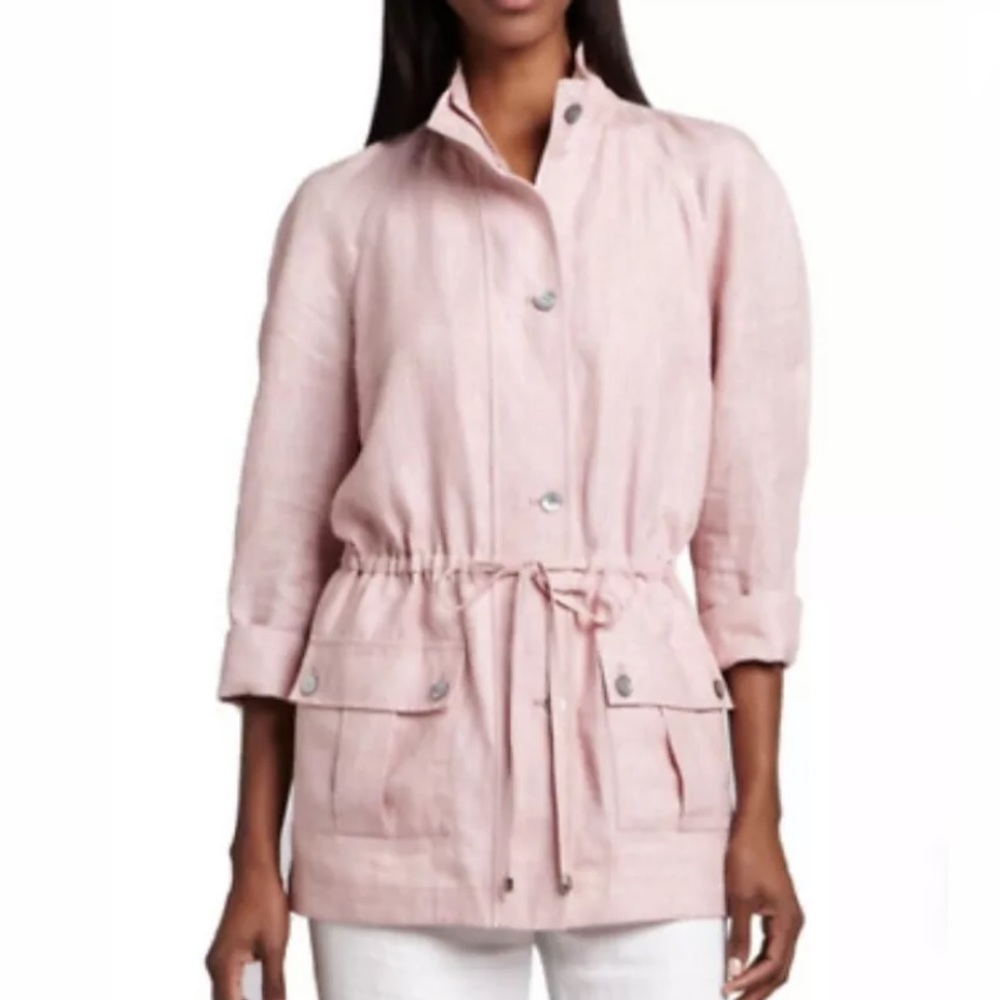 Neiman Marcus Exclusive Pink Linen Utility jacket